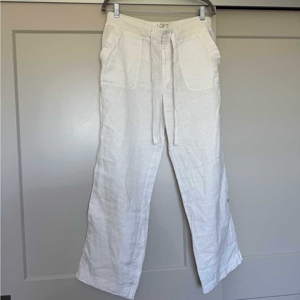 Ann Taylor Loft White Linen Pants